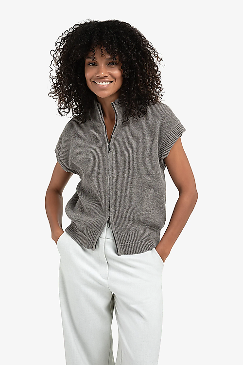 Strickweste mit Reissverschluss Grau