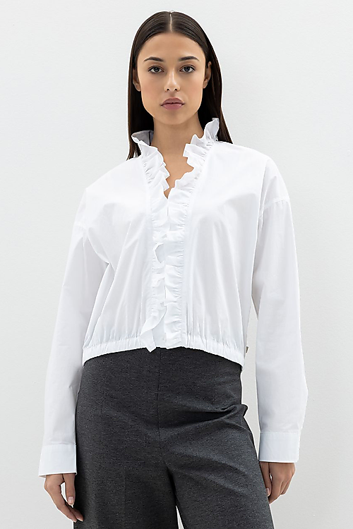 Cathina Rüschen Bluse - Weiss