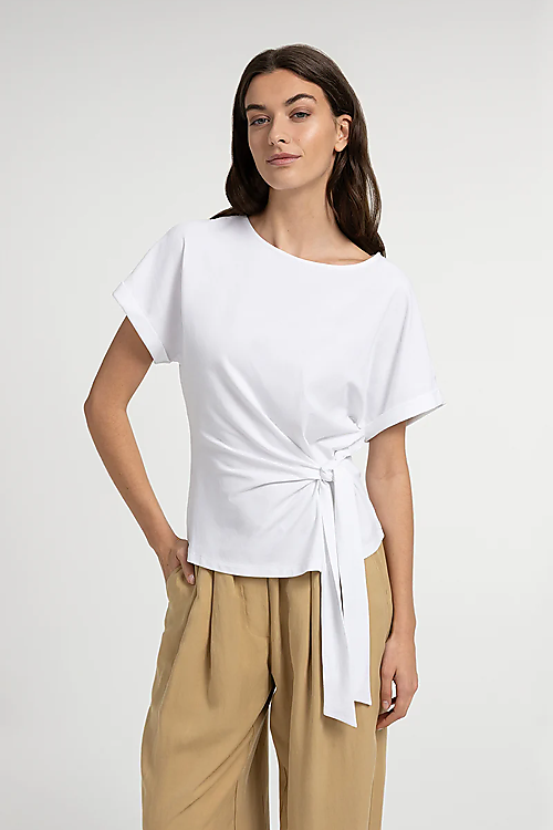T-Shirt mit Knotendetail - Weiss