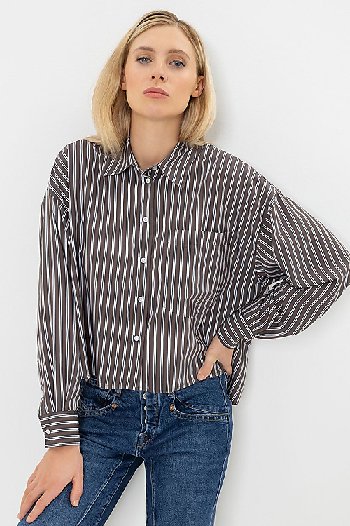 Perlina gestreifte Bluse - Braun