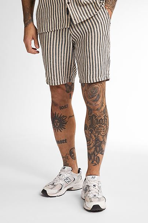 Shorts gestreift - Beige