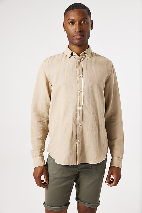 Langarm Hemd - Beige