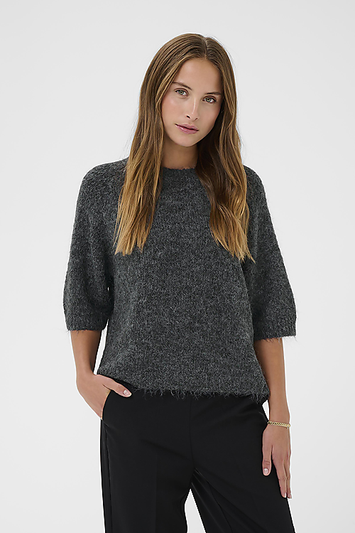 Emilie verkürzter Pullover - Grau