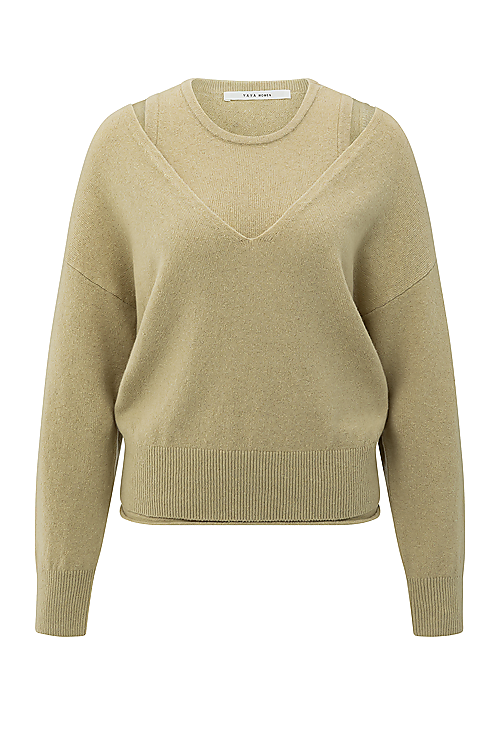 2in1 Strickpullover - Olivgrün