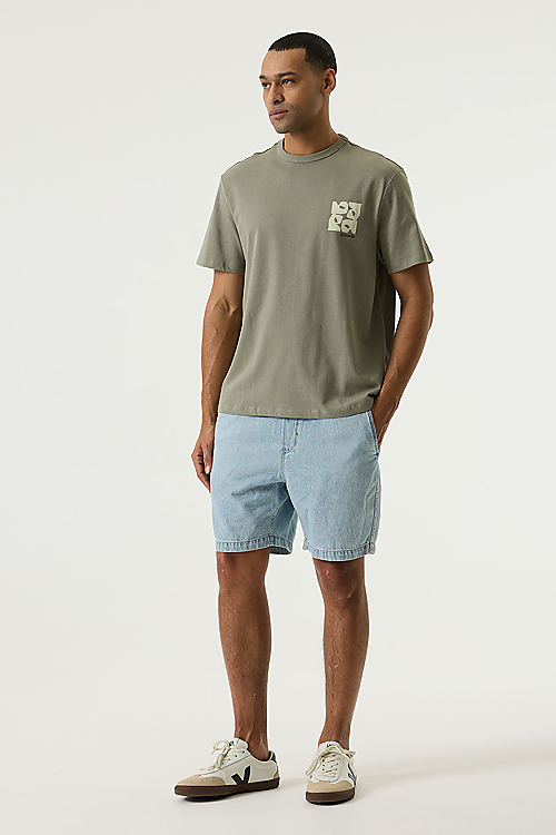 T-Shirt mit Backprint - Salbeigrün