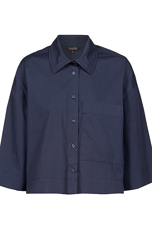 Jess Poplin Bluse - Navyblau