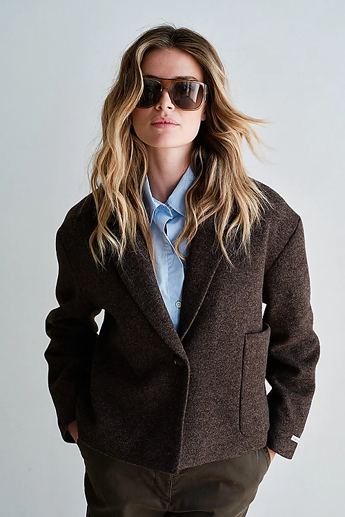 Verkürzte Wolljacke - Braun