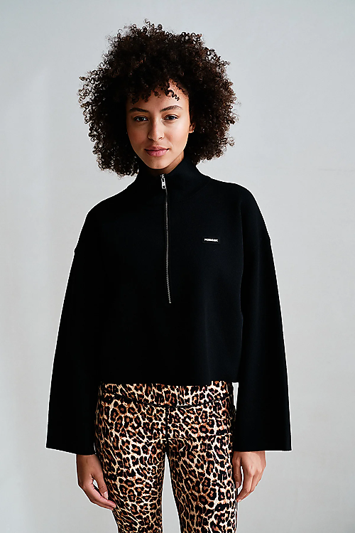 Pullover mit Zipper - Schwarz