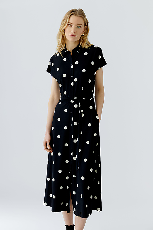 gepunktetes Kleid - Schwarz