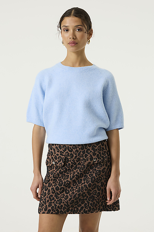 Kuschliger kurzarm Pullover - Hellblau