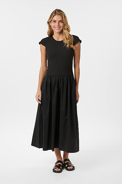 Maxikleid Kurzarm - Schwarz