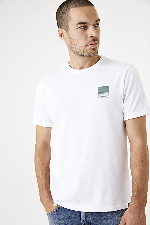 Kurzarm T-Shirt mit Rückenprint - Weiss