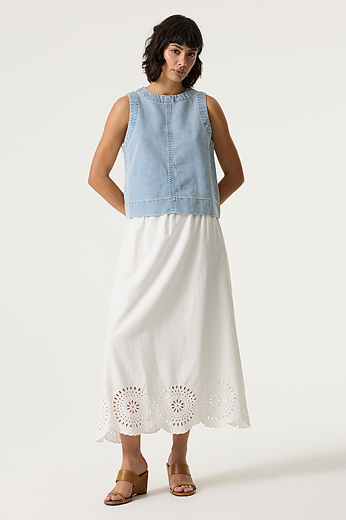 Jupe mit Broderie Anglaise Off White