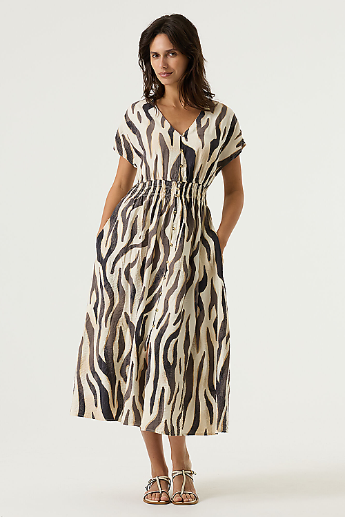 Kleid Zebraprint - Beige