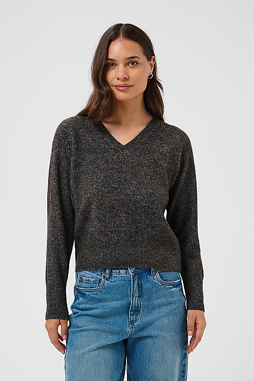 Niel V-Ausschnitt Pullover - Grau