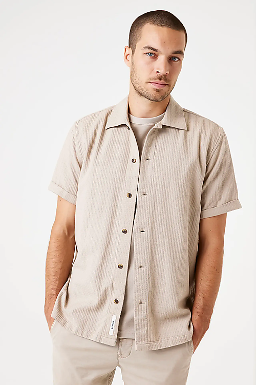 Kurzarm Hemd - Beige