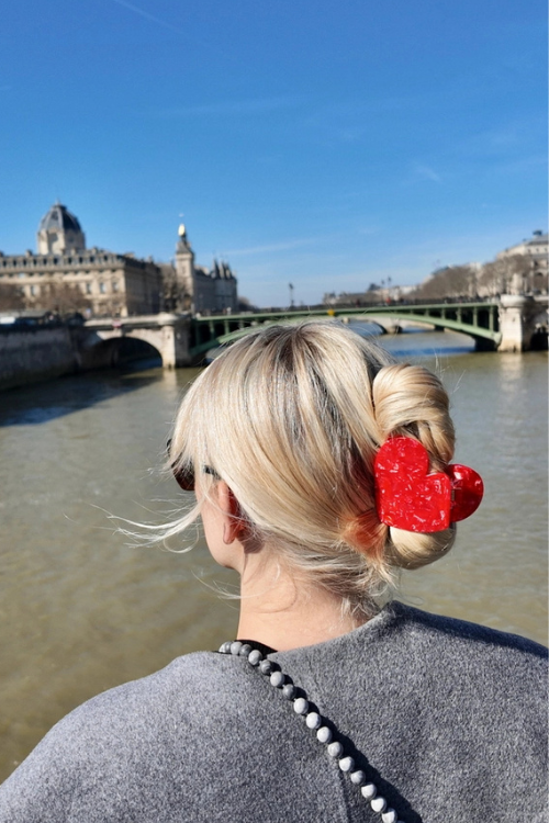 Haarklammer in Herzform - Rot