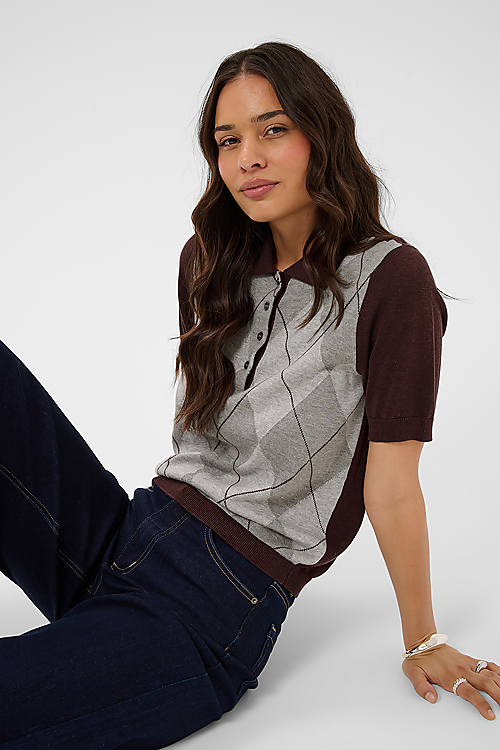 Gizza Argyle Poloshirt - Bordeaux
