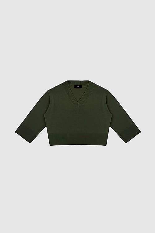 Camilla V-Ausschnitt Pullover - Grün