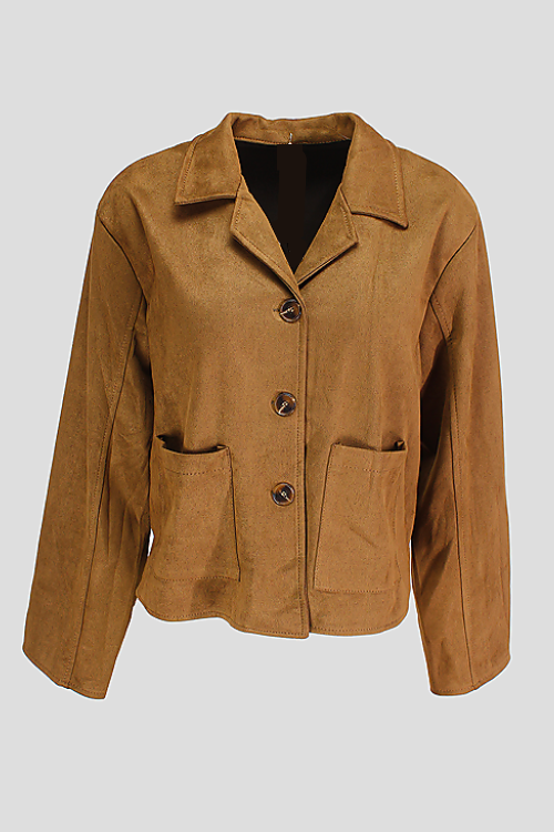 kurzblazer im Wildlederlook Cognac