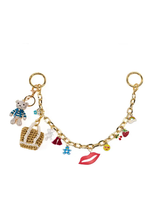 Grosser Taschen Charm Glitzer Teddy - Blau