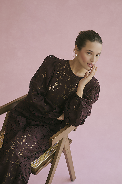 Nomi Spitzenbluse Bordeaux