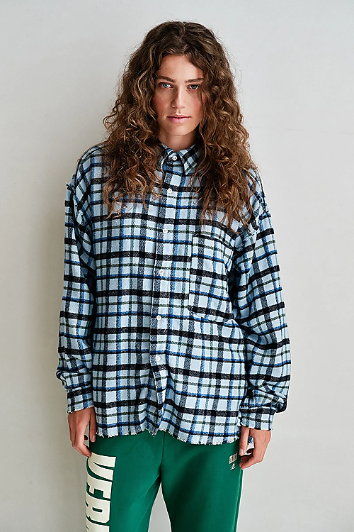 Flanell Bluse - Hellblau