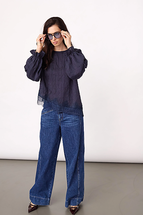Melli Spitzenbluse - Navyblau