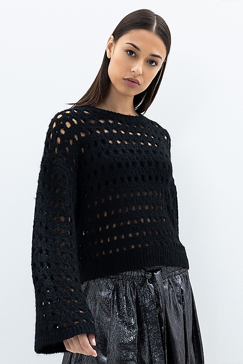 Ynez Mohair Pullover - Schwarz