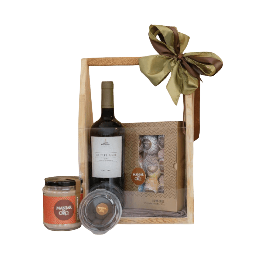 Arreglo Especial de Bombones Manjar de Oro + Vino