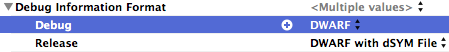 XCode debug information format