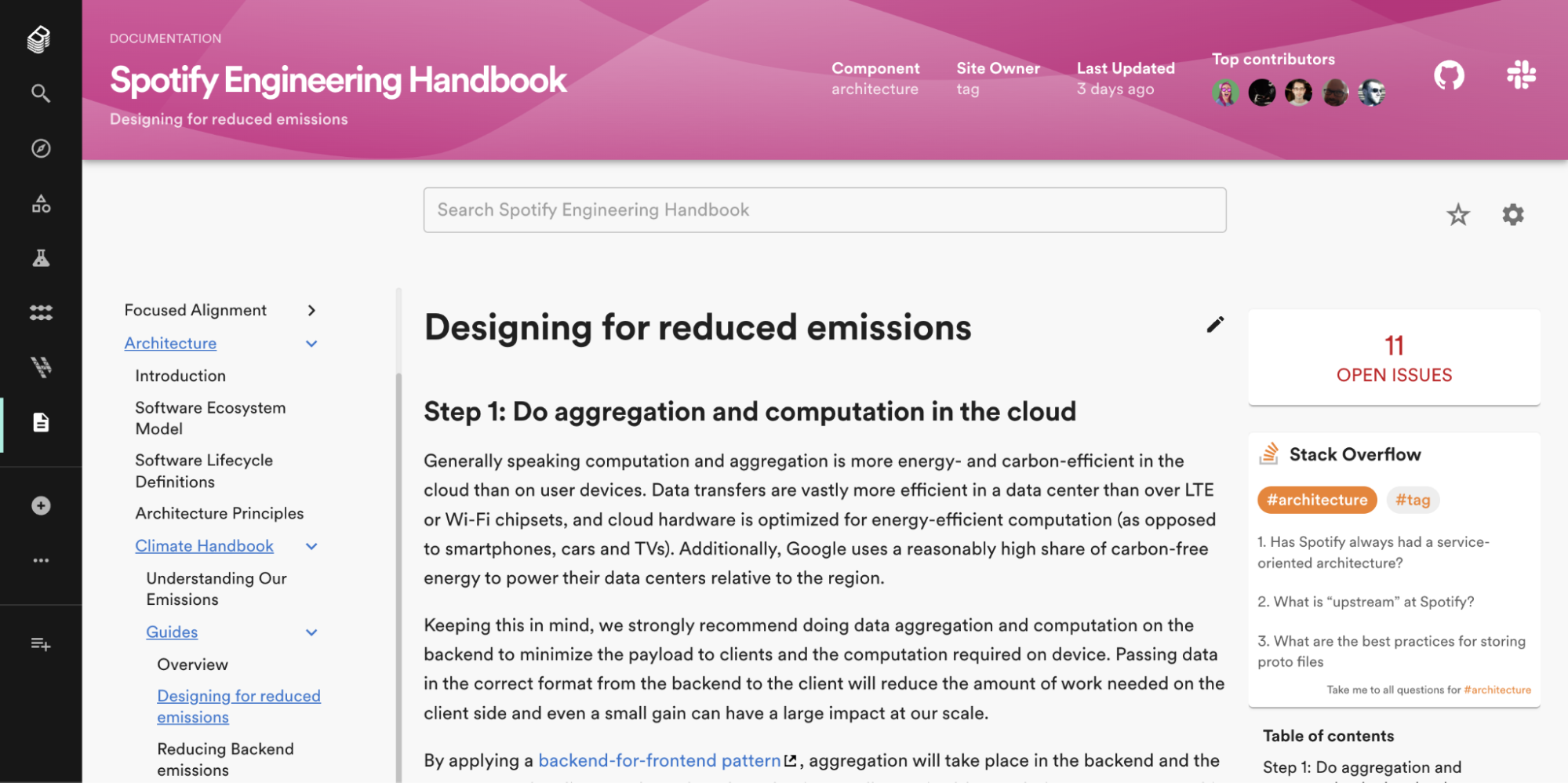 ![A page from a new chapter in the Spotify Engineering Handbook: Designing for reduced emissions](spotify-climate-engineering-handbook.png)