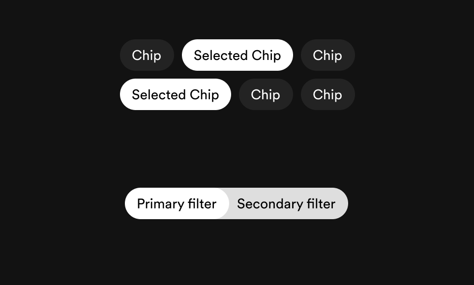 Two different use cases for chips — multi select “choice chips” or layered “filter chips.” 