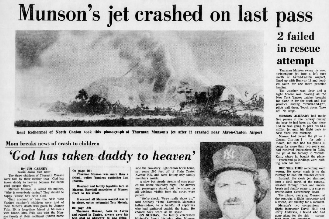 Thurman Munson plane crash, Green, 1979 - Akron Beacon Journal Photograph  Collection - Summit Memory