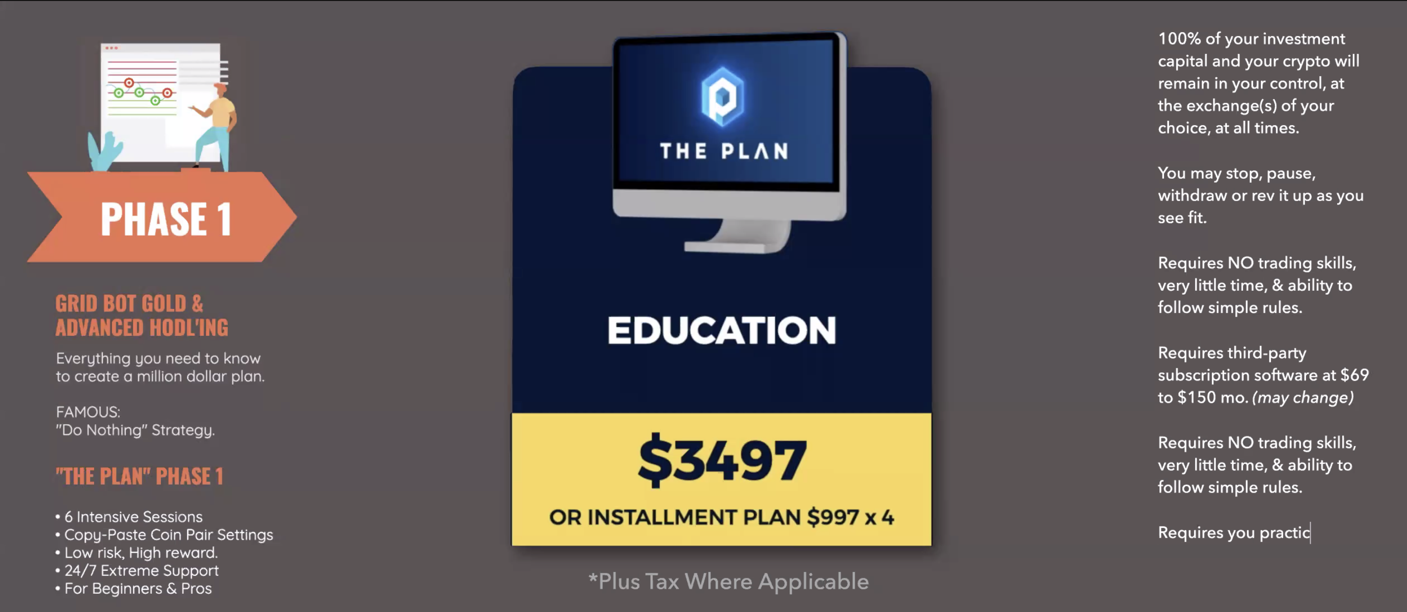 screen shot of The Plan enrollment fee