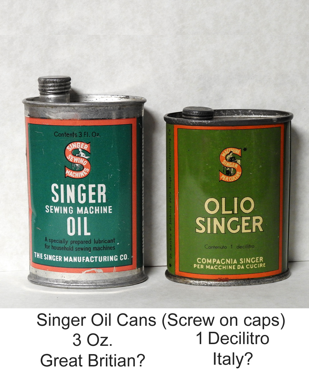 Vintage Singer Sewing Machine 3 Oz Handy Oiler Oil Tin Can Lead