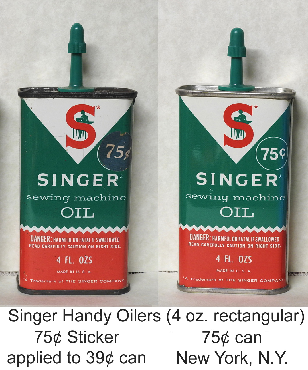 Vintage Singer Sewing Machine Oil Can w/Oil - 4 ozs.