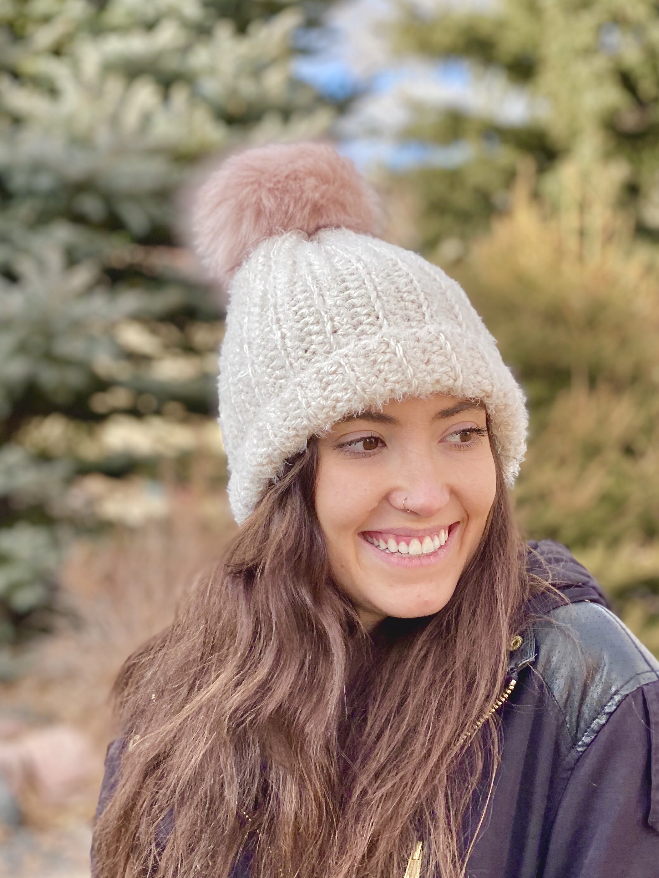 Winter Hat Handmade Jewel Tone Women S Beanie Rainbow Knit Hat With Faux Fur Pompom Knit Beanie Chevron Hats Caps Accessories Valresa Com