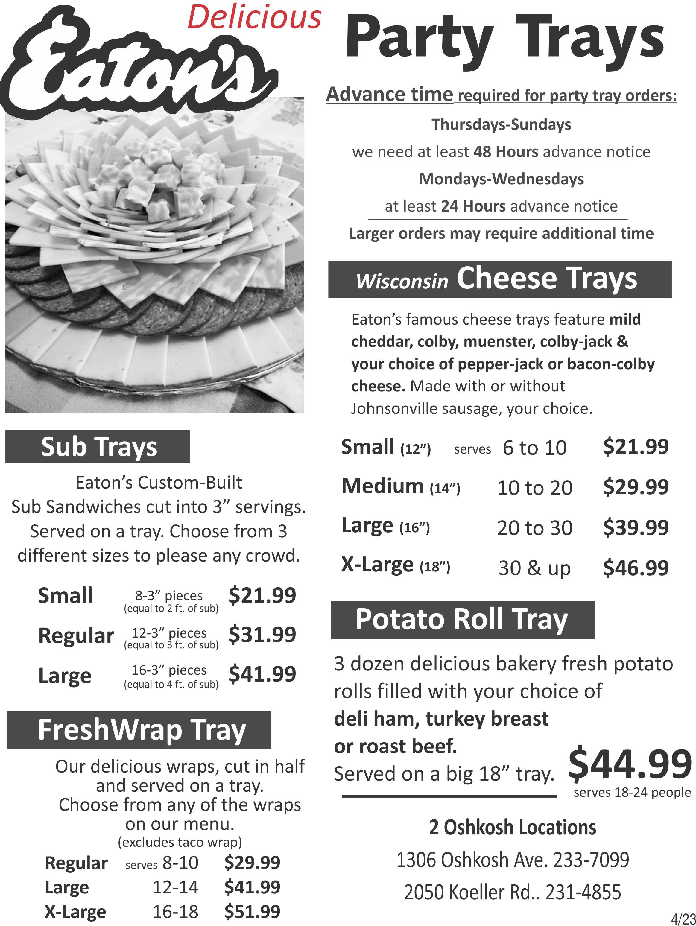 Party Tray Menu - FoodTray2Go