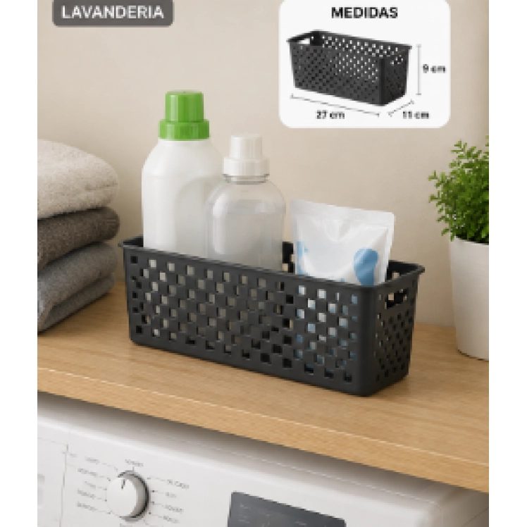 Cesto Organizador Quadratta 27x12x12cm Chumbo - PRMT4765