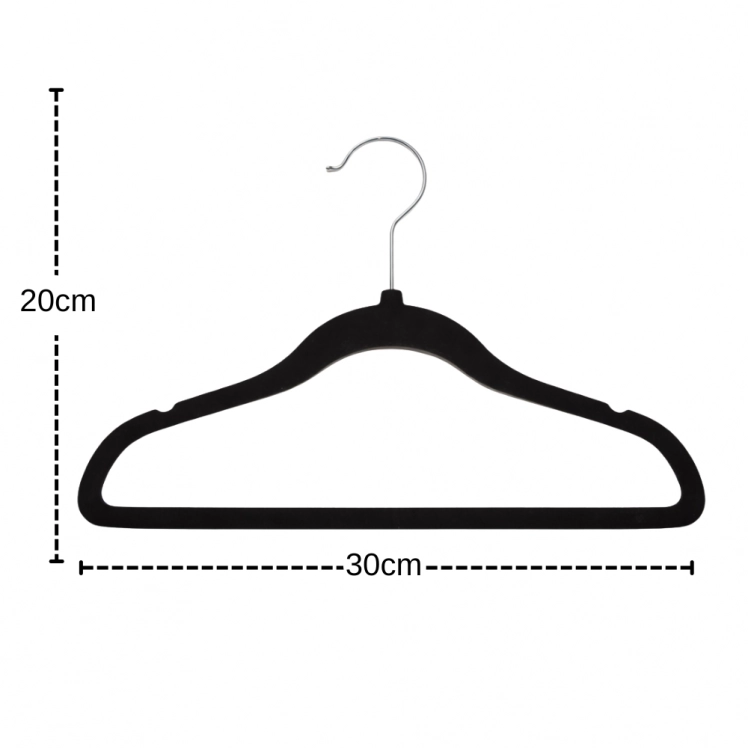 Cabide de Veludo Infantil 30cm Preto 10 peças - CVKPR30010
