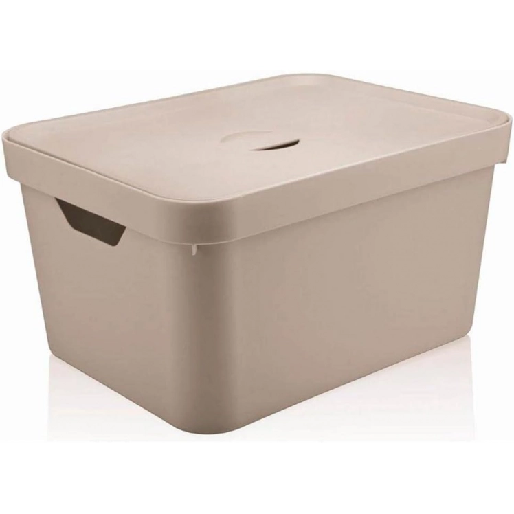 Caixa Organizadora Cube 32L Com Tampa 46x36x24,5cm Bege OUCC650BGF