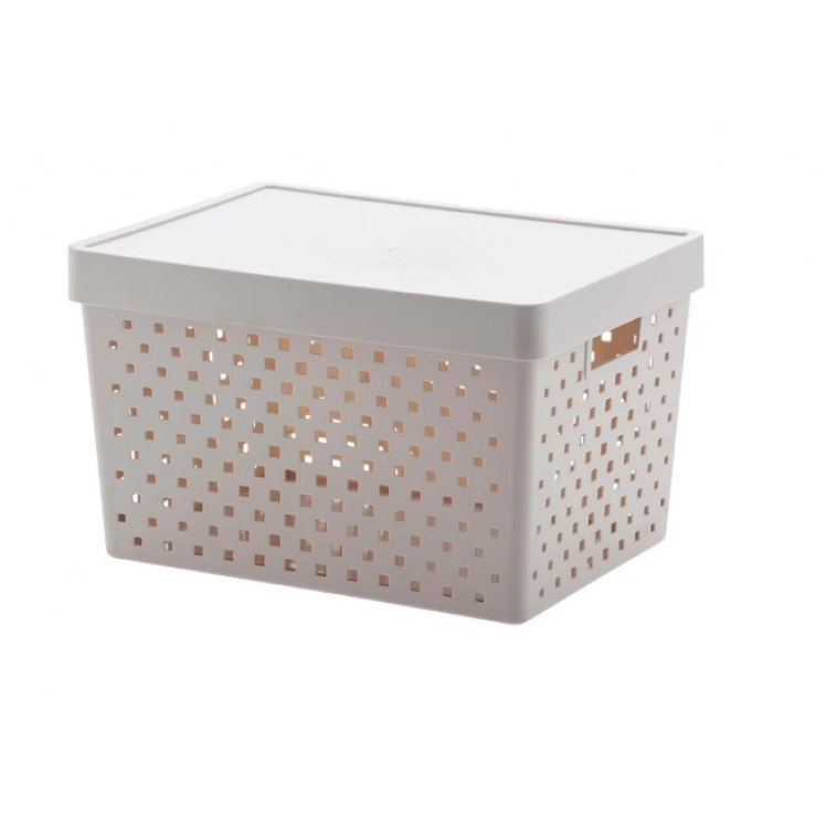 Cesto Organizador com Tampa Quadratta GG 39x29x24 - PRMT4525 Creme