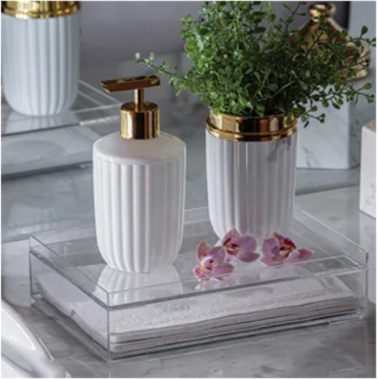 Organizador Elegance com Tampa Empilhavel - 25x17x6,7cm - PRMT1309