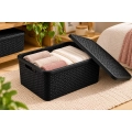 Caixa Organizadora Rattan com Tampa Preta 7 Lts 29x19x14cm M - MLCR1826