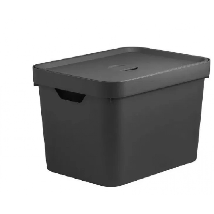 Caixa Organizadora Cube 18L Com Tampa 36x27x24,5cm Preto OUCC450PTF