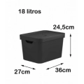 Caixa Organizadora Cube 18L Com Tampa 36x27x24,5cm Preto OUCC450PTF