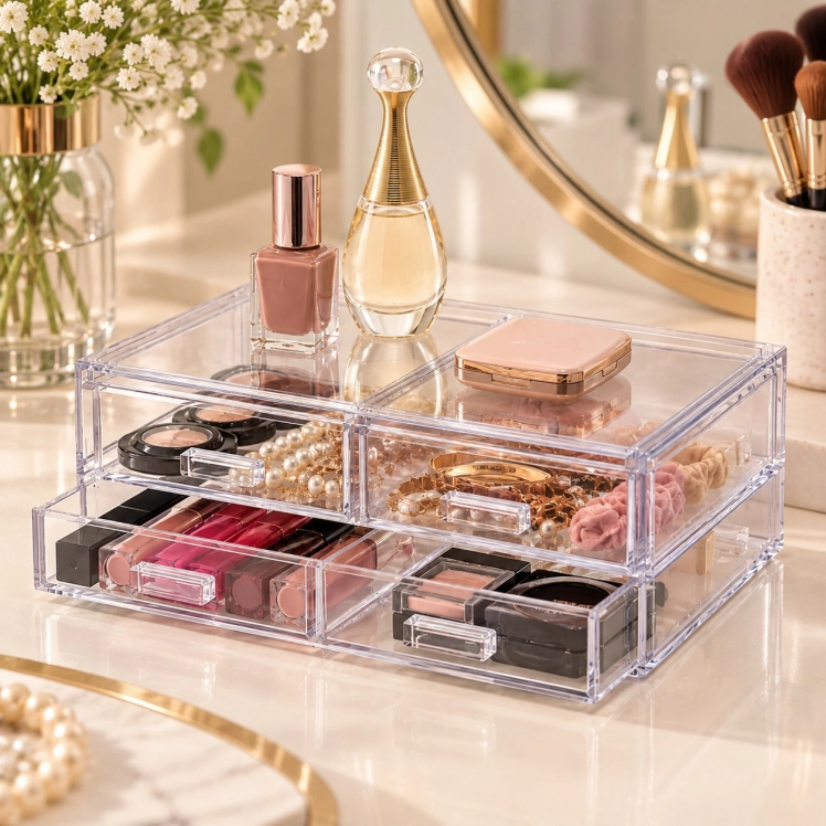Caixa Organizadora Elegance com 2 Gavetas - 21,5x12x5x5cm - PRMT1090