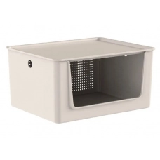 Cesto Flow com Tampa e abertura Frontal Bege 34x27x17,7cm- OUCFW1005BGF Cesto Flow com Tampa e abertura Frontal Bege 34x27x17,7cm- OUCFW1005BGF