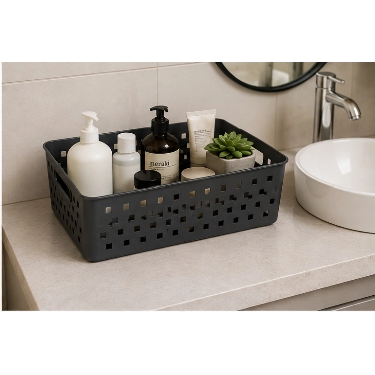 Cesto Organizador Quadratta 34X27X9cm Chumbo - PRMT4761